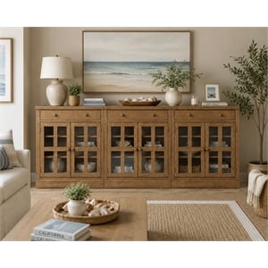 Crafters and Weavers Rustic Modern Farmhouse Bookcase & Cabinet in Pine