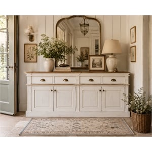 Crafters and Weavers Rustic-Modern Farmhouse Solid Wood Sideboard and Hutch