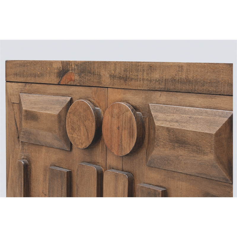 Crafters and Weavers Rustic-Modern Geometric Design Sideboard in Brown