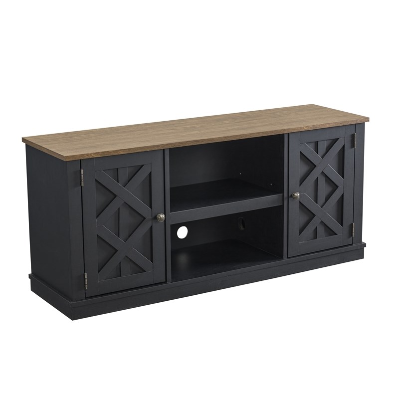 LIVILAND TV Stand for TV up to 60 in. w/ Storage Cabinet & Open Shelf - Charcoal