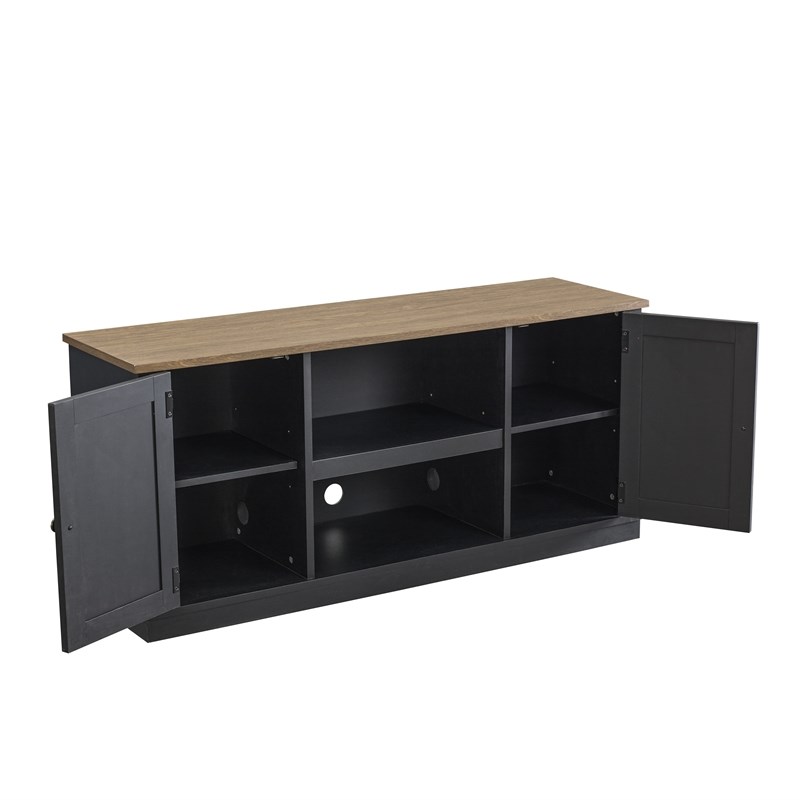LIVILAND TV Stand for TV up to 60 in. w/ Storage Cabinet & Open Shelf - Charcoal