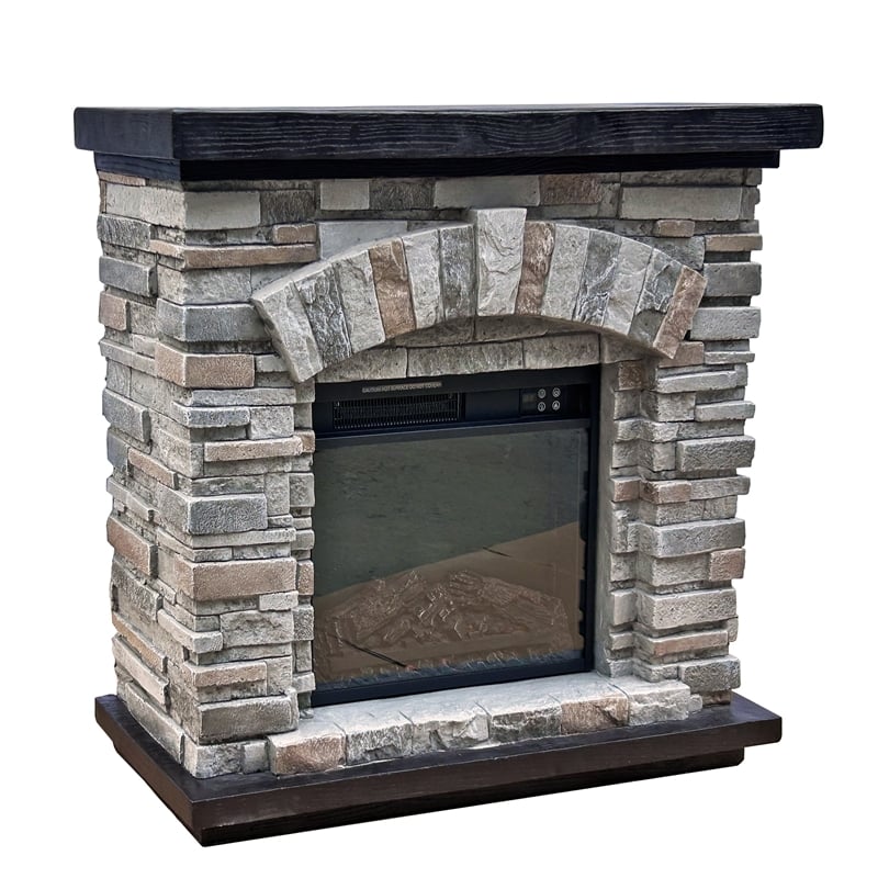 LIVILAND 36 in. Freestanding Electric Fireplace in Gray