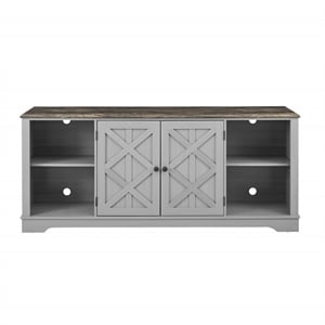 LIVILAND 70 in. TV Stand for TV up to 75 in. Gray w/ Walnut Color Desktop