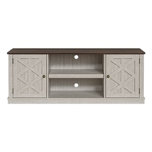 LIVILAND 64 in. Off White w/ Dark Drift Wood Desktop TV Stand up to 70 in. TV