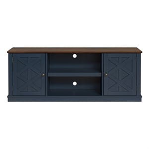 LIVILAND 64 in. TV Media Stand for TV up to 70 in. Navy w/ Walnut Color Desktop