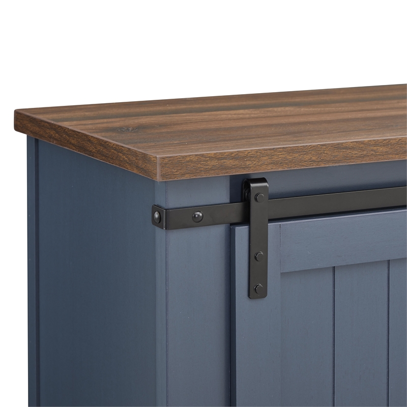 LIVILAND 68 in. TV Media Stand for TV up to 75 in. Navy w/ Walnut Color Desktop
