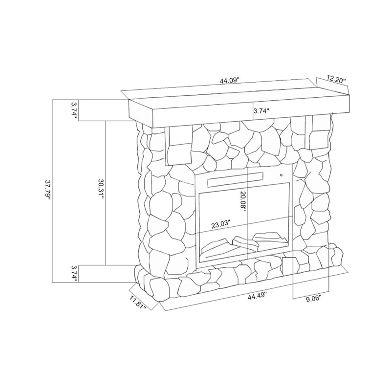 LIVILAND 44 in. Freestanding Electric Fireplace in Cool Gray Stone