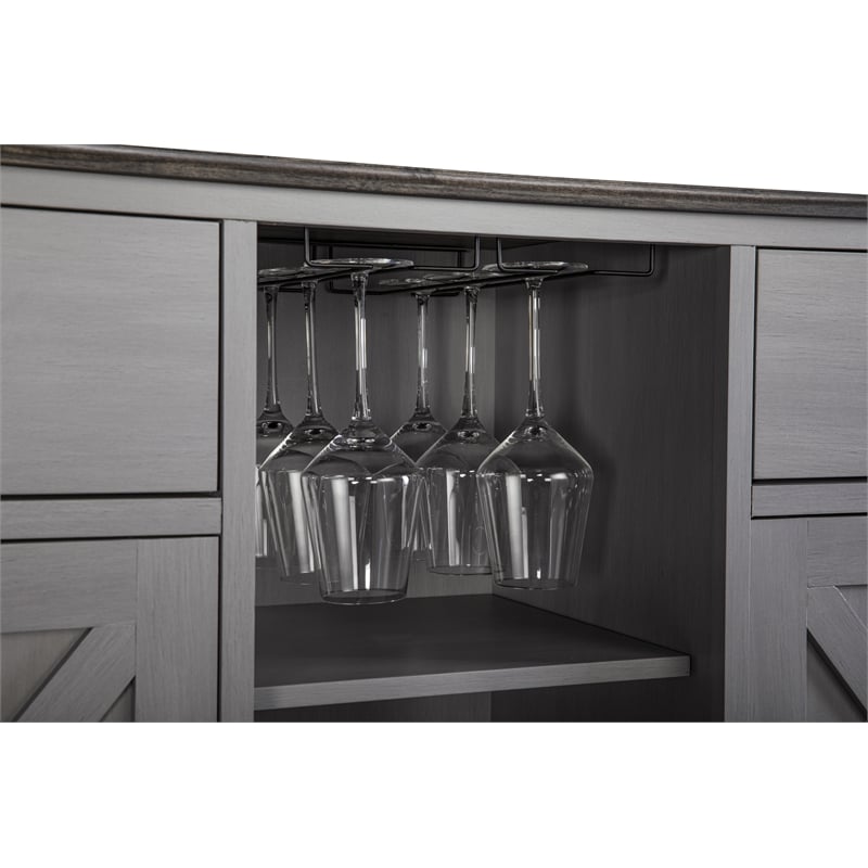LIVILAND 47 in. Gray Wood Bar Cabinet w/ Brushed Nickel Knobs