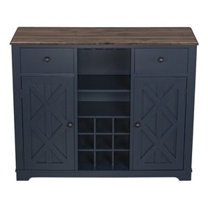 LIVILAND 47 in. Wood Bar Cabinet w/ Brushed Nickel Knobs - Navy Blue