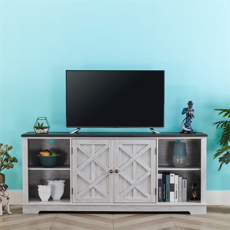 LIVILAND 70 in. TV Stand Media Console for TV up to 75 in. - Off White