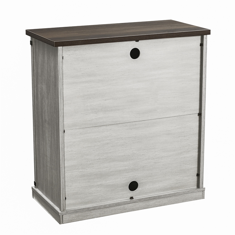 LIVILAND 32 in. Off White w/ Dark Walnut Desktop TV Stand for TV up to 40 in.