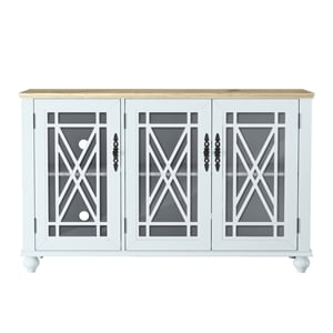 LIVILAND 55&quot Vintage Style Kitchen Accent Buffet Sideboard Cabinet Grayish-white