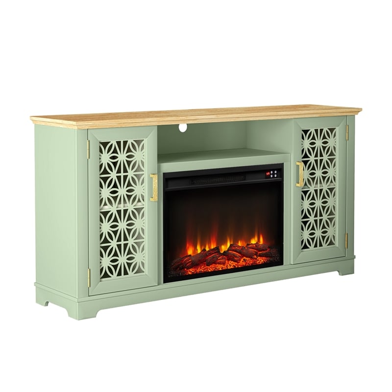 LIVILAND Farmhouse TV Stand with Electric Fireplace for up to 65
