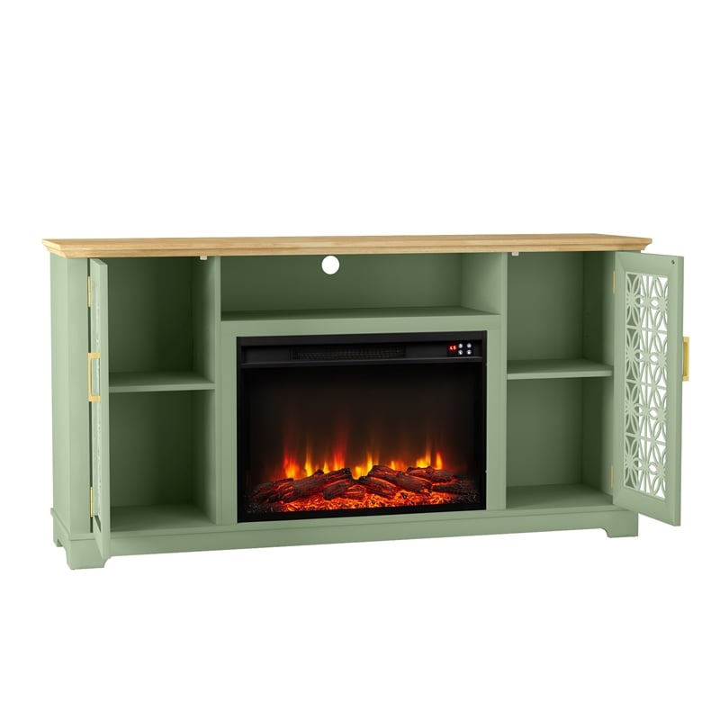 LIVILAND Farmhouse TV Stand with Electric Fireplace for up to 65