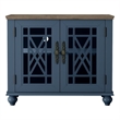 LIVILAND 2 Piece Floral Storage Buffet Sideboard Set (55 & 38) in Navy Blue