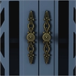 LIVILAND 2 Piece Floral Storage Buffet Sideboard Set (55 & 38) in Navy Blue