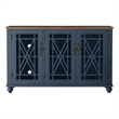 LIVILAND 2 Piece Floral Storage Buffet Sideboard Set (55 & 38) in Navy Blue