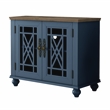 LIVILAND 2 Piece Floral Storage Buffet Sideboard Set (55 & 38) in Navy Blue
