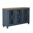 LIVILAND 2 Piece Floral Storage Buffet Sideboard Set (55 & 38) in Navy Blue