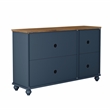 LIVILAND 2 Piece Floral Storage Buffet Sideboard Set (55 & 38) in Navy Blue