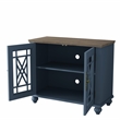 LIVILAND 2 Piece Floral Storage Buffet Sideboard Set (55 & 38) in Navy Blue