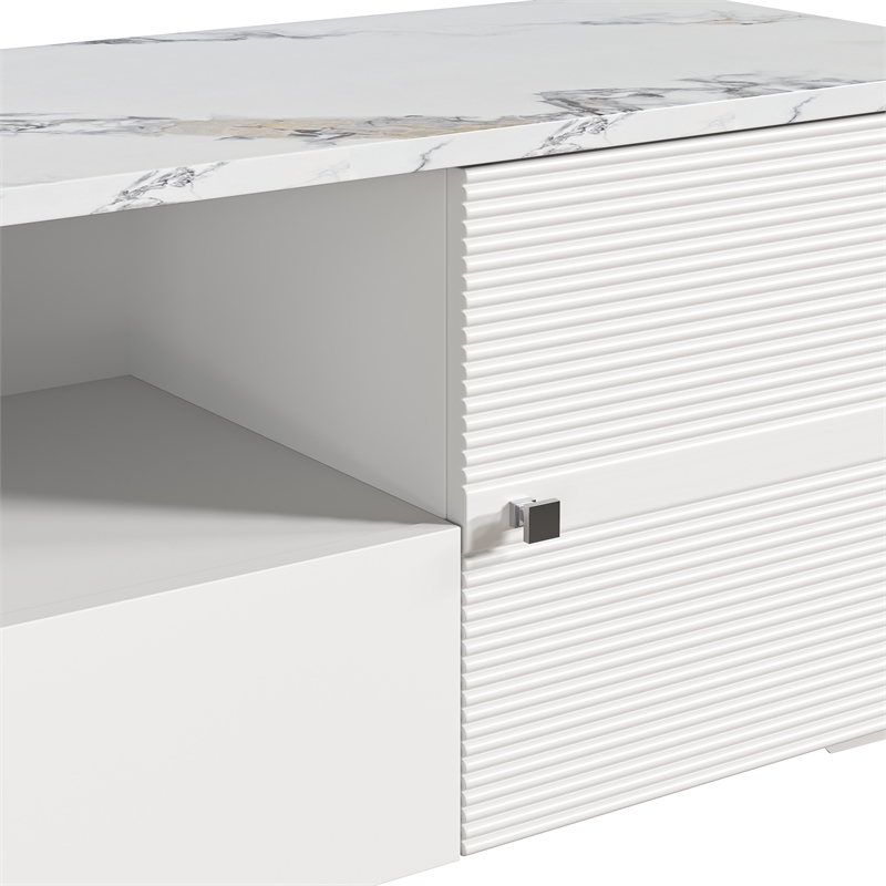 LIVILAND Engineered Wood & Marble TV Stands For TVs Upto 75