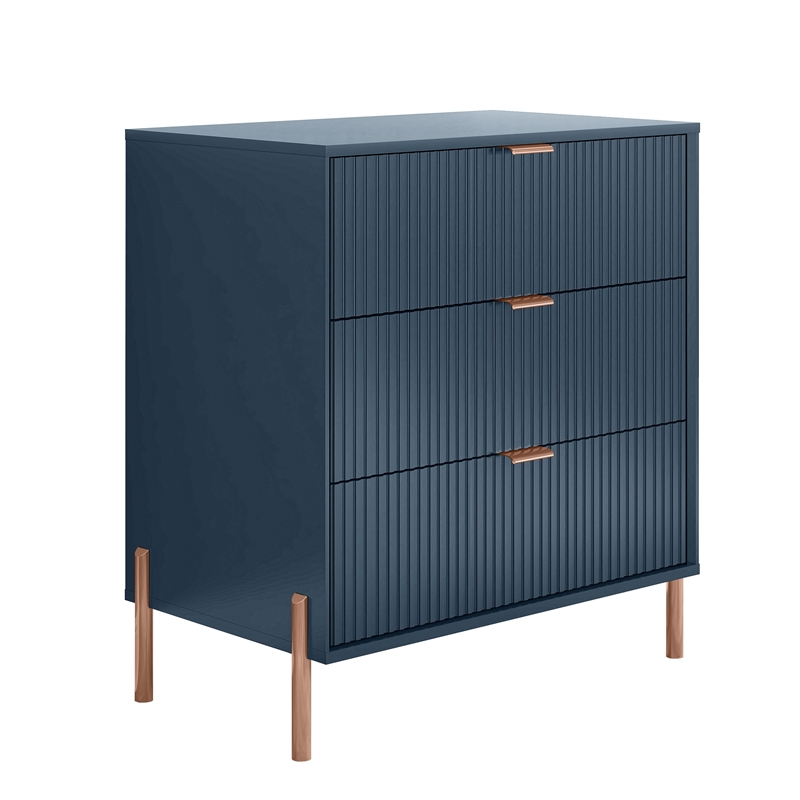 LIVILAND Modern 3-Drawer Nightstand Bedside Table End Table Furniture - Navy