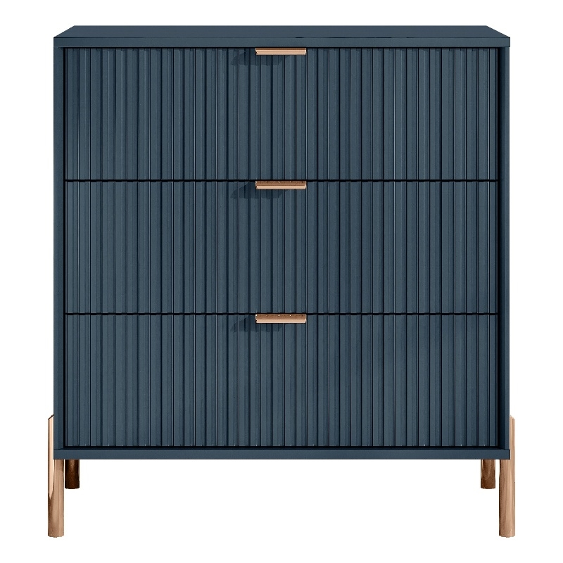 LIVILAND Modern 3-Drawer Nightstand Bedside Table End Table Furniture - Navy
