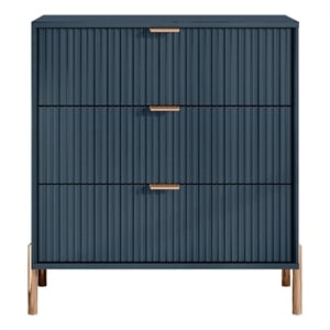 LIVILAND Modern 3-Drawer Nightstand Bedside Table End Table Furniture - Navy