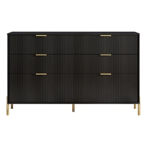 LIVILAND Modern 6-Drawer Double Dresser- Stylish Bedroom Storage - Black