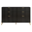 LIVILAND Modern 6-Drawer Double Dresser- Stylish Bedroom Storage - Black