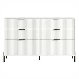 LIVILAND Modern 6-Drawer Double Dresser- Stylish Bedroom Storage - Off White
