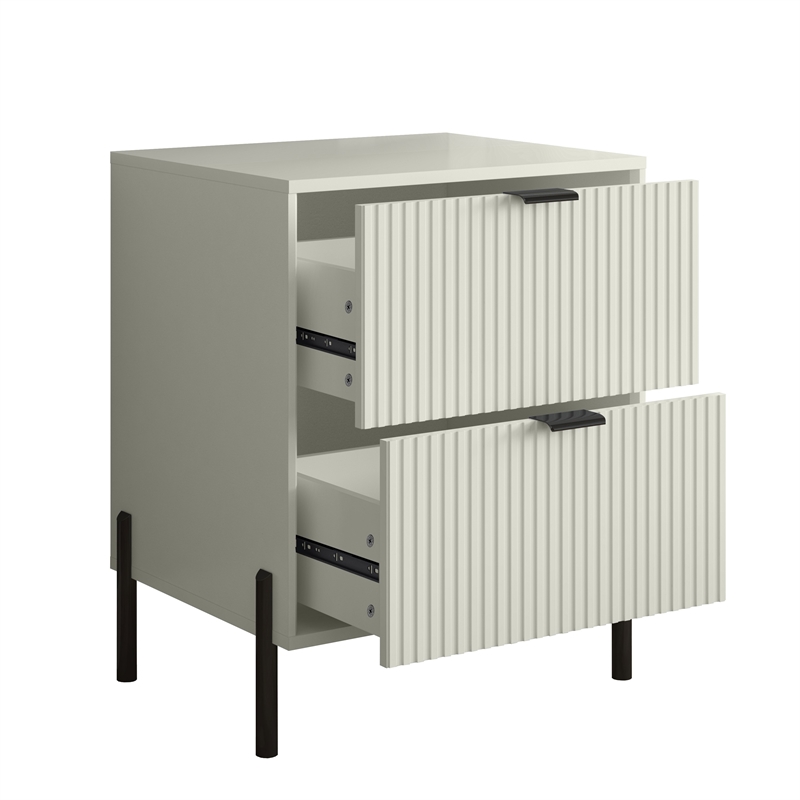 LIVILAND Modern 2-Drawer Nightstand Bedside Table End Table Furniture -Off White