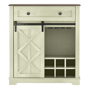 LIVILAND Chic Wine Cabinet with Glass Holder & Wine Rack - Light Moss Green