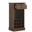 LIVILAND Wine Cabinet w/Metal Glass Holder & Lattice Rack in Dark Wood