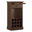 LIVILAND Wine Cabinet w/Metal Glass Holder & Lattice Rack in Dark Wood