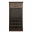 LIVILAND Wine Cabinet w/Metal Glass Holder & Lattice Rack in Dark Wood