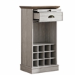 LIVILAND Wine Cabinet w/Metal Glass Holder & Lattice Rack - Saw Cut Off White