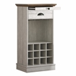 LIVILAND Wine Cabinet w/Metal Glass Holder & Lattice Rack - Saw Cut Off White