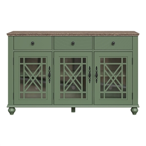 LIVILAND 55&quot Vintage Style Kitchen Buffet Sideboard Cabinet w/ Drawers - Green