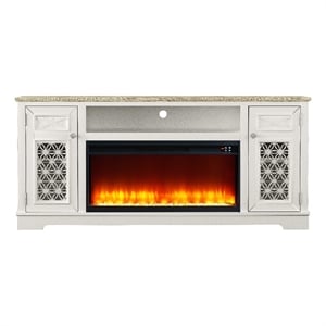 Stylish 70&quot TV Stand with Storage for TVs up to 80&quot - White