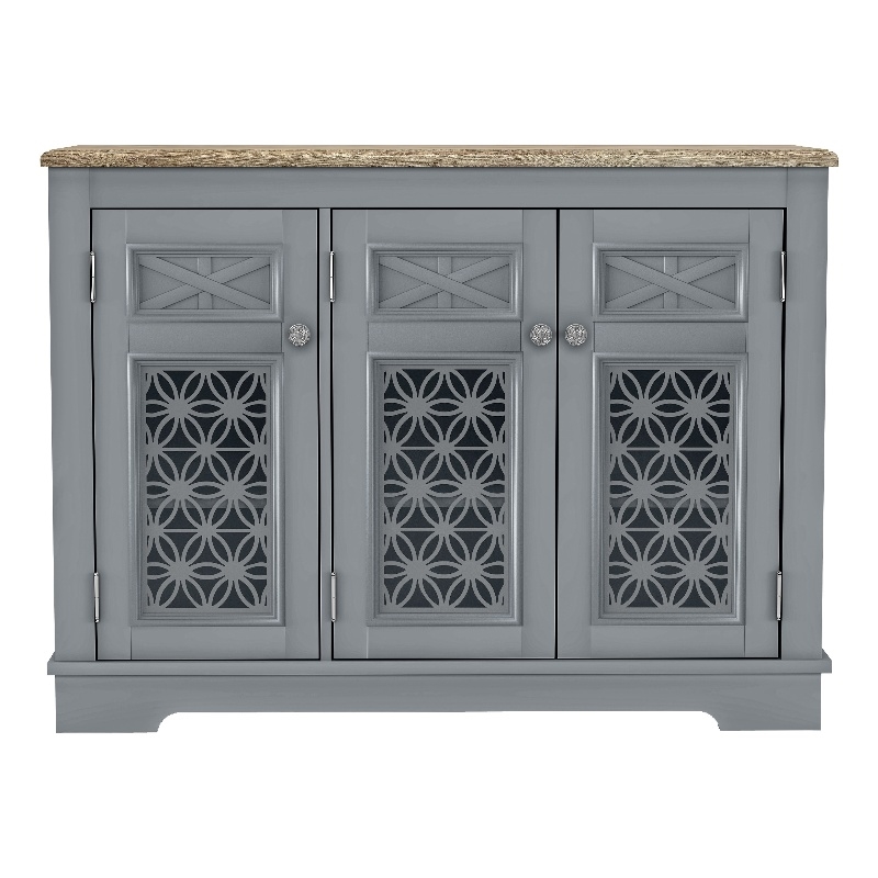 Versatile Buffet Cabinet with Glass Doors and Adjustable Shelves  Gray