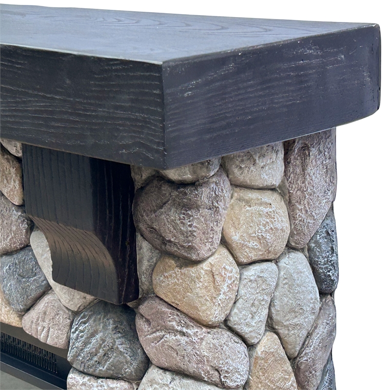 LIVILAND 44 in. Freestanding Electric Fireplace in Warm Beige Stone