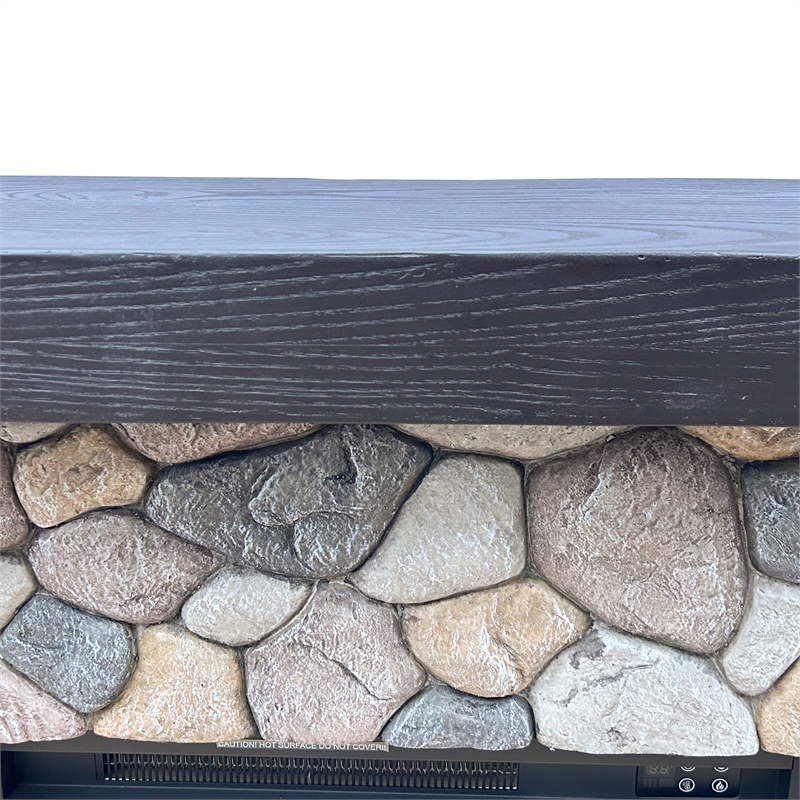 LIVILAND 44 in. Freestanding Electric Fireplace in Warm Beige Stone