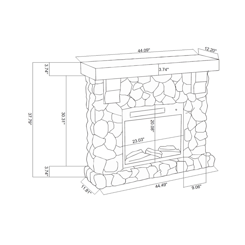 LIVILAND 44 in. Freestanding Electric Fireplace in Warm Beige Stone