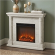 LIVILIAND 44.5 in. Freestanding Electric Fireplace - Ivory Travertine