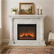 LIVILIAND 44.5 in. Freestanding Electric Fireplace - Ivory Travertine