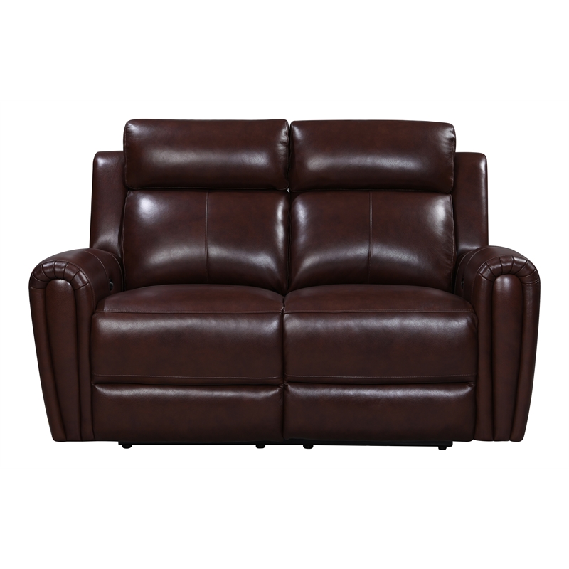 Leather Lusso Kona Modern Genuine Leather & Hardwood Loveseat in Brown