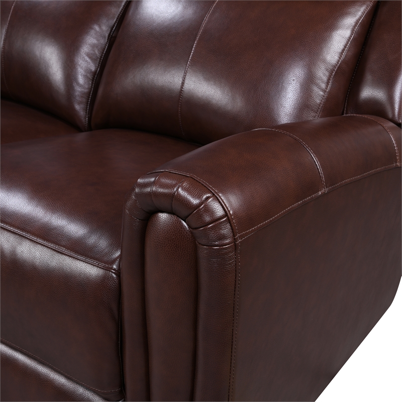 Leather Lusso Kona Modern Genuine Leather & Hardwood Loveseat in Brown