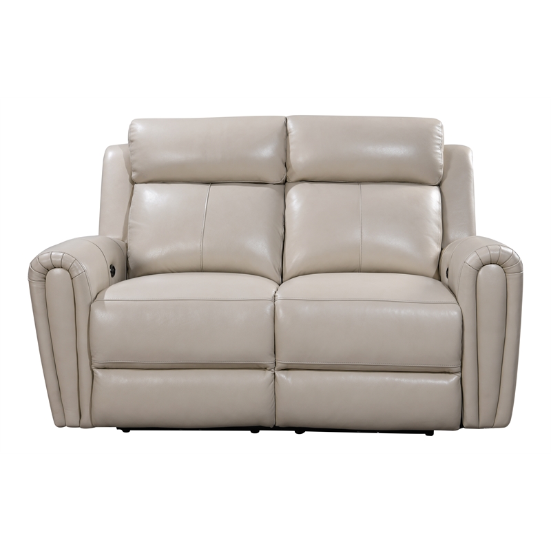 Leather Lusso Kona Modern Genuine Leather & Hardwood Loveseat in Cream